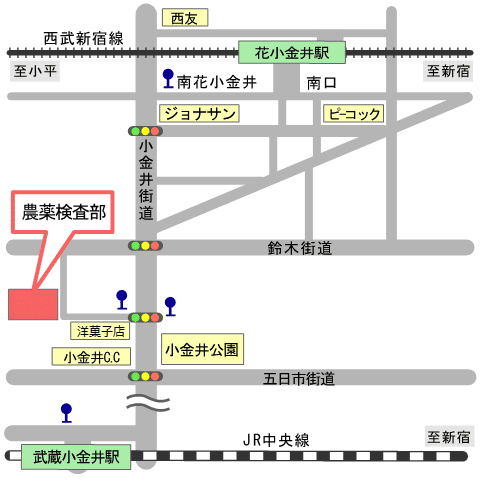 地図　農薬検査部