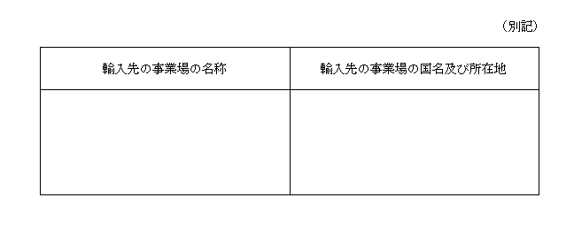 製造基準適合確認申請書(別記)