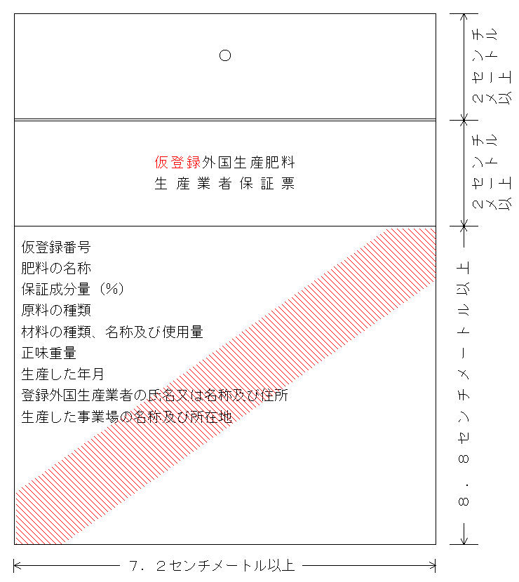 仮登録外国生産肥料生産業者保証票