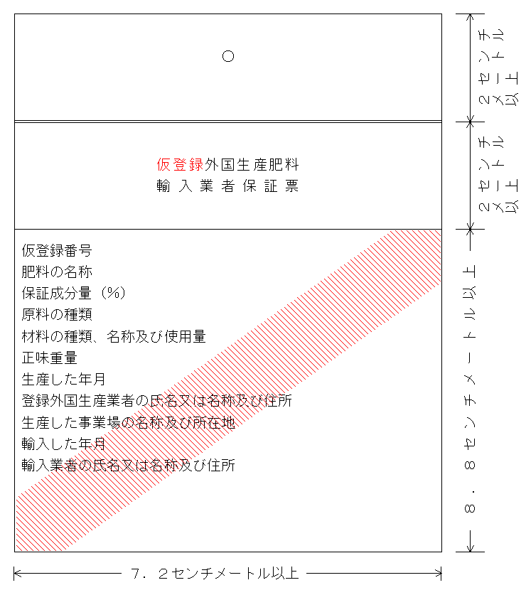 仮登録外国生産肥料輸入業者保証票
